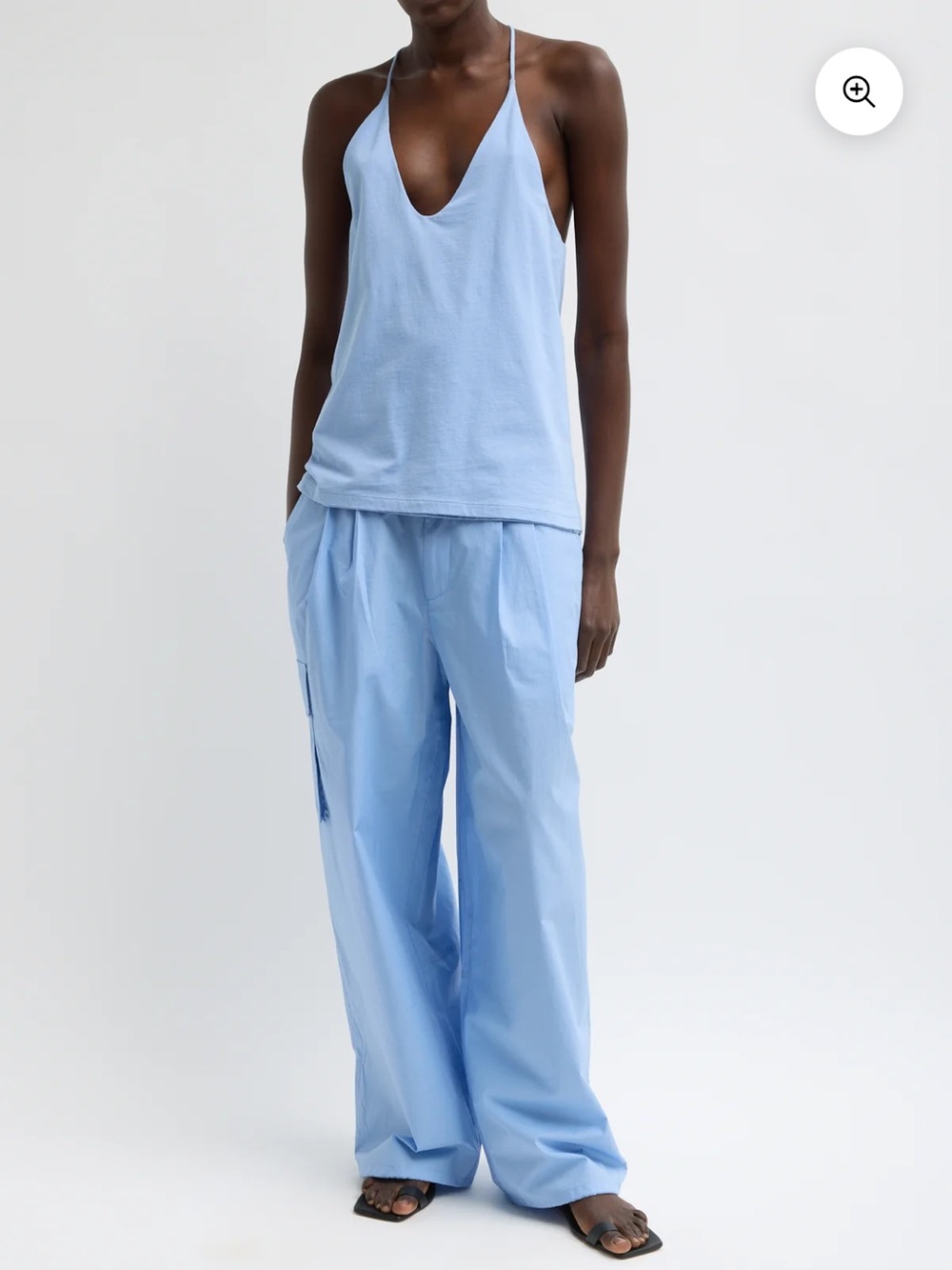 Tibi Light Blue deep v-neck tank top